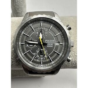 Pulsar VR43-X001 Solar Mens Chronograph Watch Works 44MM 8" Rare J29